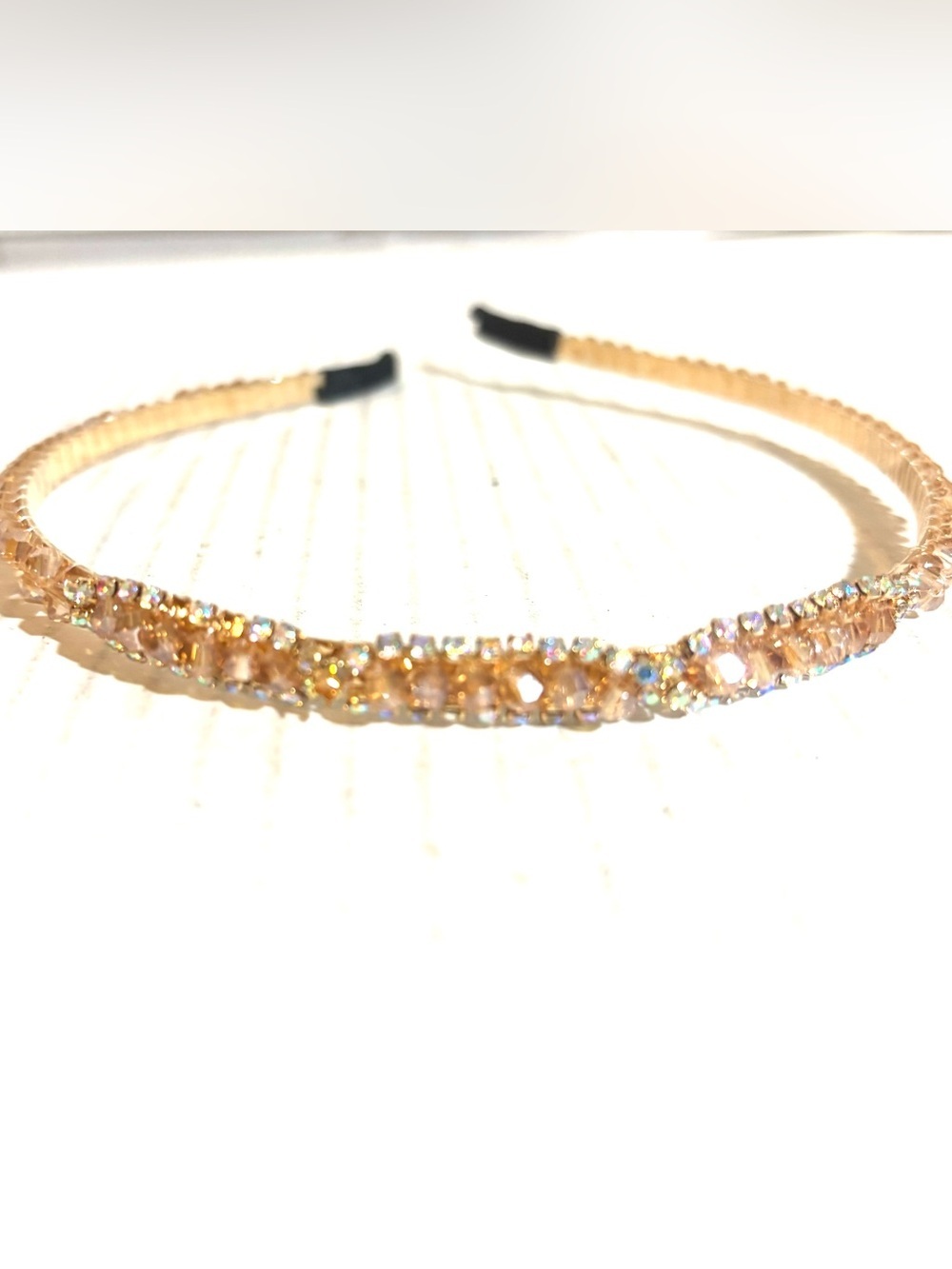 Gold Crystal-Embellished Headband for Women